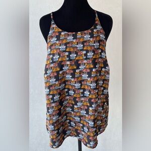 Porridge Anthropologie Suitcase Pattern Layered Flowy Halter Top Sz M Whimsical